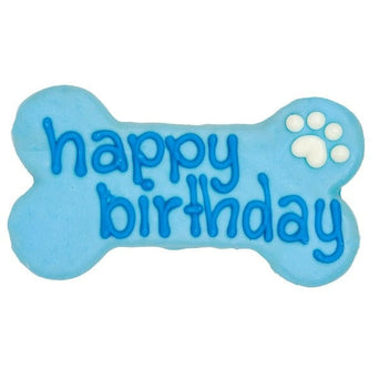 Bosco and Roxy's Bosco and Roxy's Blue Happy Birthday Bone Dog Cookie