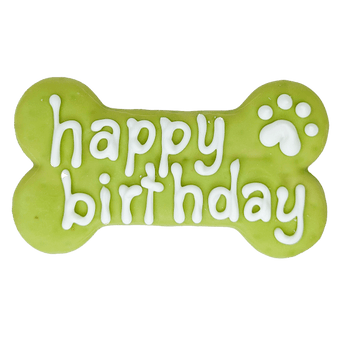 Bosco and Roxy's Bosco and Roxy's Green Happy Birthday Bone Dog Cookie