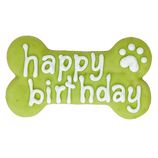 Bosco and Roxy's Green Happy Birthday Bone Dog Cookie Petland Canada
