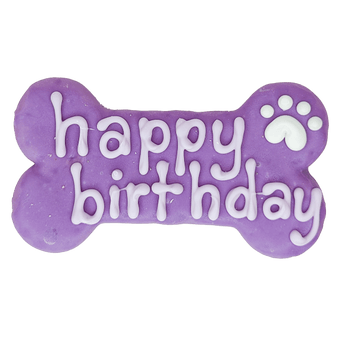 Bosco and Roxy's Bosco and Roxy's Purple Happy Birthday Bone Dog Cookie