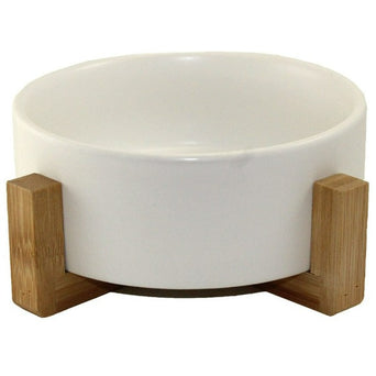 Magic Pocket Ceramic Pet Bowl with Bamboo Stand