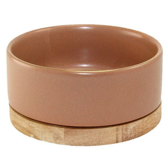 Magic Pocket Glazed Pet Bowl with Wood Stand