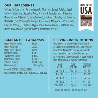 Nature's Variety Instinct Raw Boost Mixers Calming Support Dog Food Topper