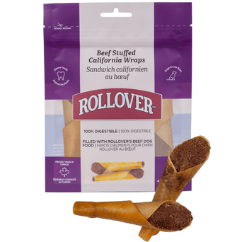 Rollover Pet Food Rollover Beef Stuffed Porkhide Wraps Dog Treat