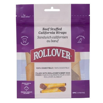 Rollover Pet Food Rollover Beef Stuffed Porkhide Wraps Dog Treat