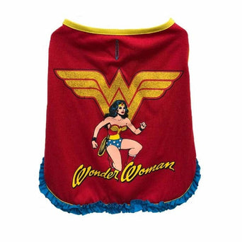 Silver Paw DC Comics Wonderwoman Top with Ruffle for Dogs