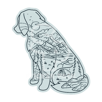 Sticker Pack Sticker Pack Dog Mountain Line Scene; Large Sticker