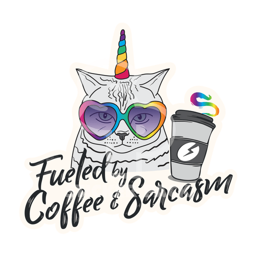 Sticker Pack Fueled by Coffee and Sarcasm; Small Sticker