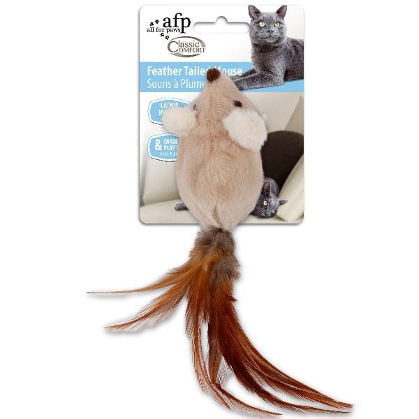 All For Paws AFP Classic Comfort Feather Tail Mouse Cat Toys