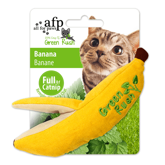 All For Paws AFP Green Rush Banana Catnip Toy