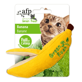 All For Paws AFP Green Rush Banana Catnip Toy