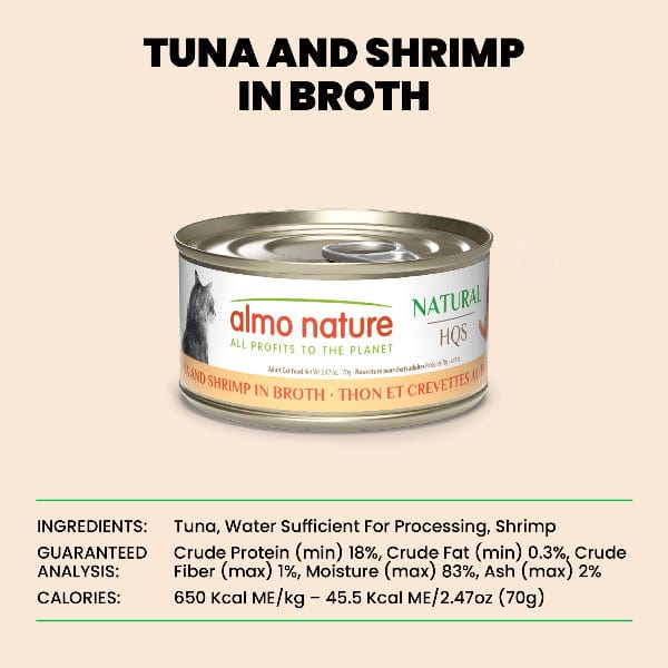 Almo Nature Almo Nature Natural HQS | Tuna and Shrimp in Broth Canned Cat Food