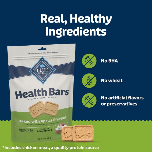 Blue Buffalo Co. BLUE Health Bars Natural Crunchy Dog Treats Biscuits; Apple & Yogurt