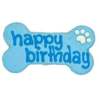 Bosco and Roxy's Bosco and Roxy's Blue Happy Birthday Bone Dog Cookie
