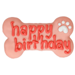 Bosco and Roxy's Bosco and Roxy's Pink Happy Birthday Bone Dog Cookie
