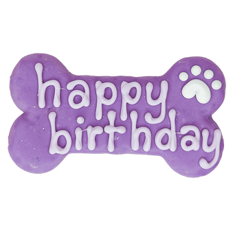 Bosco and Roxy's Bosco and Roxy's Purple Happy Birthday Bone Dog Cookie
