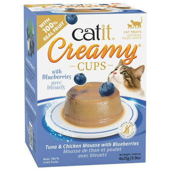 Catit Catit Creamy Cups - Tuna & Chicken Mousse with Blueberry Cat Treat