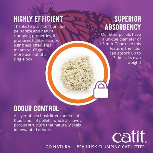 Catit Catit Go Natural! Pea Husk Lavender-Scented Clumping Cat Litter