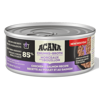 Champion Petfoods ACANA Chunks in Broth Chicken & Salmon Kitten Recipe Canned Cat Food, 5.5oz