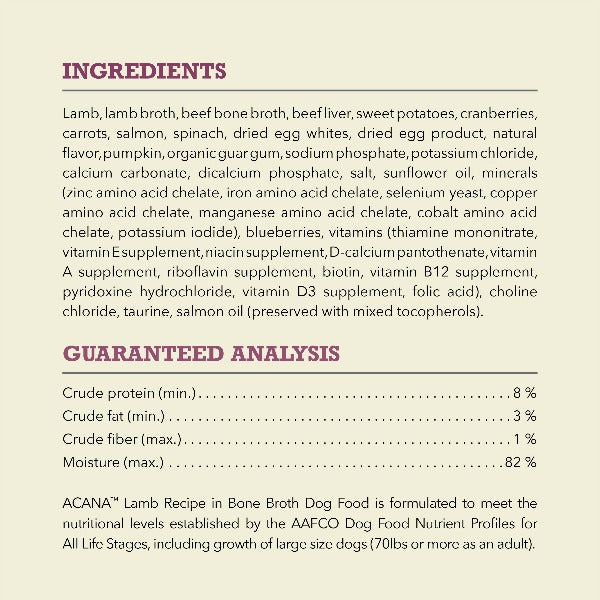 Champion Petfoods Acana Lamb Recipe in Bone Broth Canned Dog Food