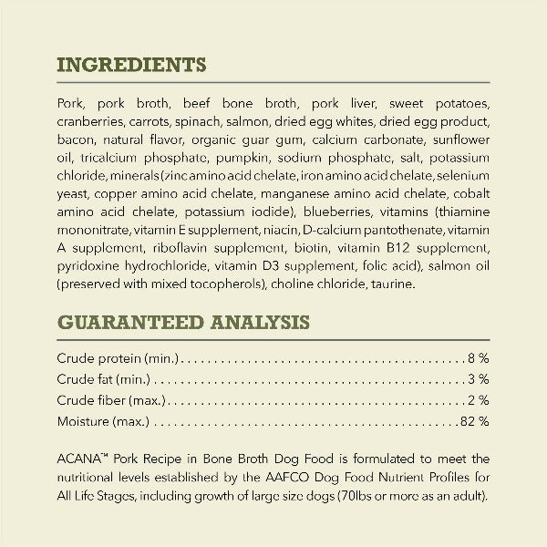 Champion Petfoods Acana Pork Recipe in Bone Broth Canned Dog Food