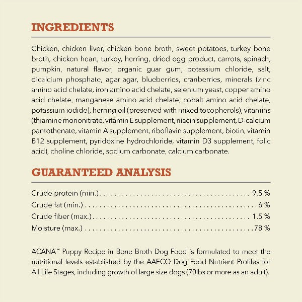 Champion Petfoods Acana Puppy Recipe in Bone Broth Canned Dog Food