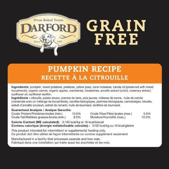 Darford Darford Grain Free Pumpkin Recipe Oven-Baked Dog Treats