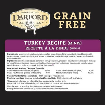 Darford Darford Grain Free Turkey Minis Oven-Baked Dog Treats