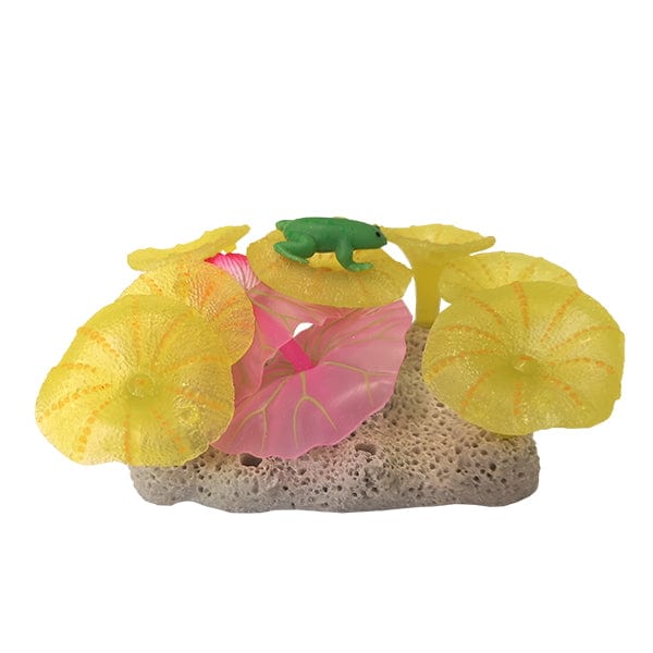 Fish Gear Fish Gear Glow Plant With Frog Silicone Aquarium Ornament