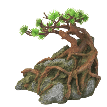 Fish Gear Stone with Tree Aquarium Ornament