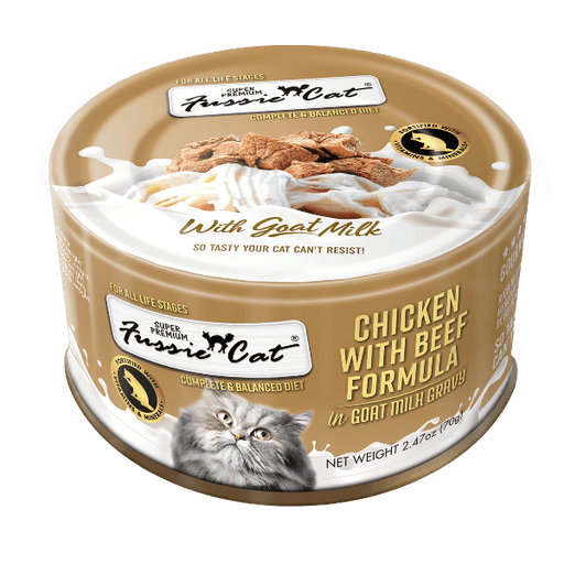 Fussie Cat Chicken with Beef in Goat Milk Gravy Canned Cat Food, 2.47oz