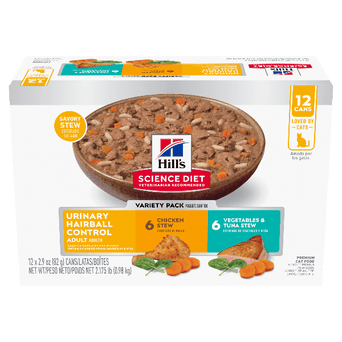 Hill's Science Diet Adult Urinary Hairball Control Savory Stew Canned Cat Food Variety Pack