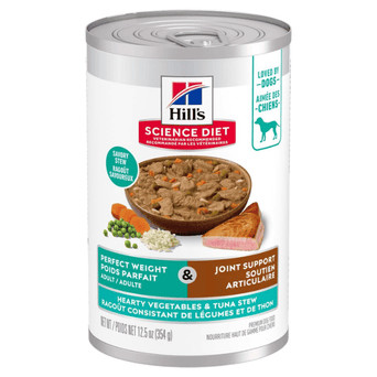 Hill's Science Diet Perfect Weight & Joint Support Hearty Vegetables and Tuna Stew Adult Canned Dog Food, 12.5oz