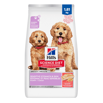 Hill's Science Diet Puppy Sensitive Stomach & Skin Salmon and Brown Rice Recipe Dry Dog Food, 4lb