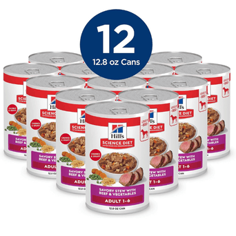Hill's Science Diet Savory Stew with Beef & Vegetables Adult Canned Dog Food, 12.8oz