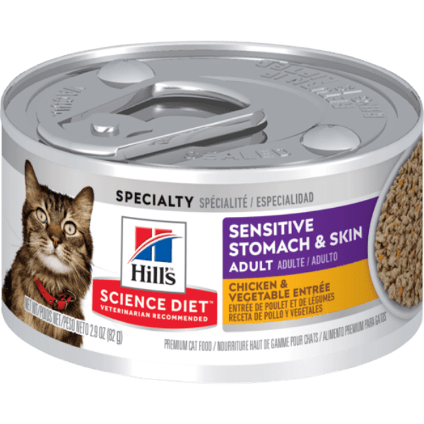 Hill's Science Diet Sensitive Skin & Stomach Chicken & Vegetable Entree Adult Canned Cat Food