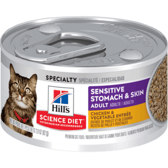 Hill's Science Diet Sensitive Skin & Stomach Chicken & Vegetable Entree Adult Canned Cat Food