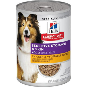 Hill's Science Diet Sensitive Skin & Stomach Chicken & Vegetables Entree Adult Canned Dog Food, 12.8oz