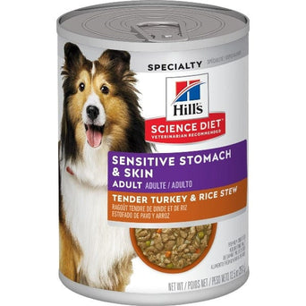 Hill's Science Diet Sensitive Skin & Stomach Tender Turkey & Rice Stew Adult Canned Dog Food, 12.5oz