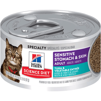 Hill's Science Diet Sensitive Skin & Stomach Tuna & Vegetable Entree Adult Canned Cat Food, 2.9oz