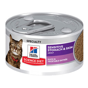 Hill's Science Diet Sensitive Stomach & Skin Duck & Vegetable Entree Adult Canned Cat Food, 2.9oz