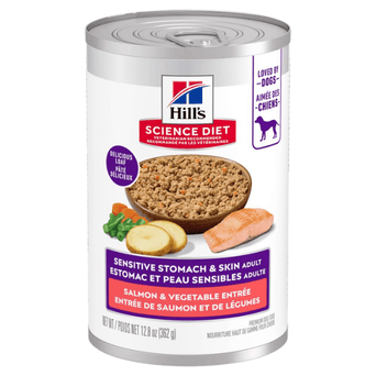 Hill's Science Diet Sensitive Stomach & Skin Salmon & Vegetable Entree Adult Canned Dog Food, 12.8oz