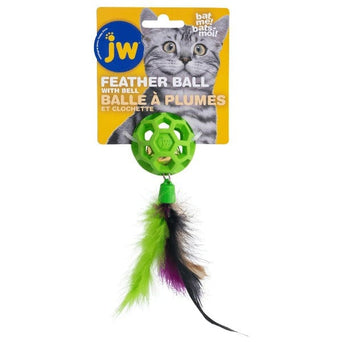 JW Pet JW Cataction Feather Ball With Bell Cat Toy