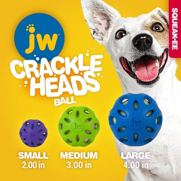 JW Pet Crackle Heads Crackle Ball Rubber Dog Toy