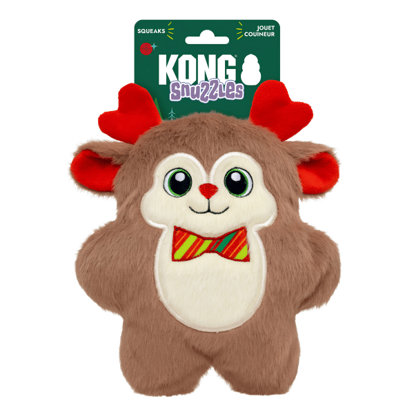 KONG KONG Holiday Snuzzles Bow Tie Reindeer Dog Toy