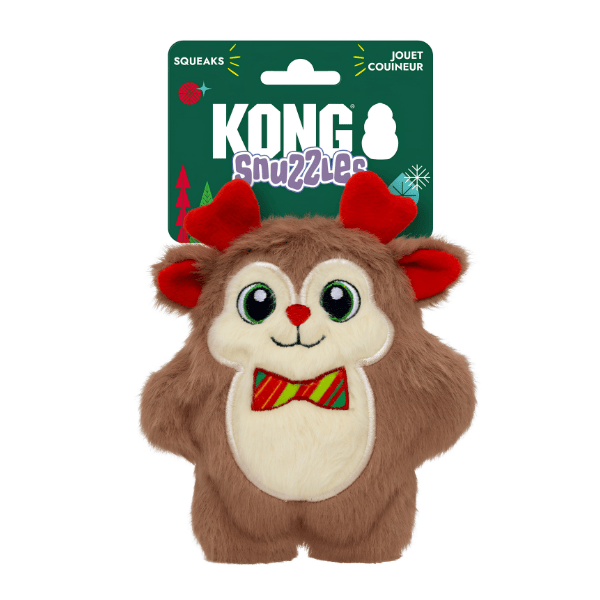KONG KONG Holiday Snuzzles Bow Tie Reindeer Dog Toy