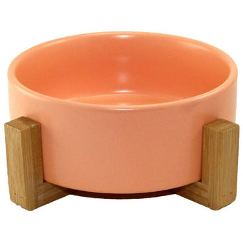 Magic Pocket Ceramic Pet Bowl with Bamboo Stand