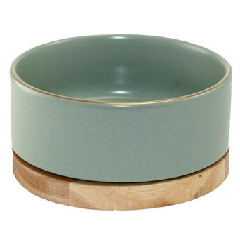 Magic Pocket Glazed Pet Bowl with Wood Stand