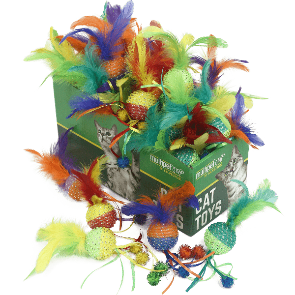 Multipet Mesh Ball with Feathers Cat Toy Petland Canada