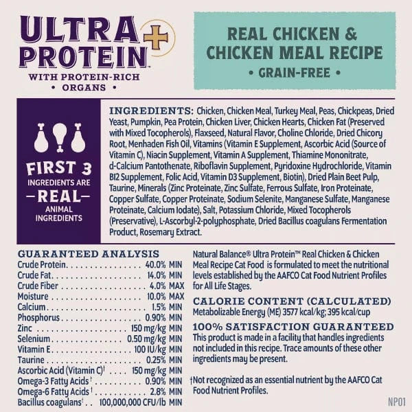 Natural Balance Natural Balance Original Ultra Protein+ Immune and Digestive Health Real Chicken & Chicken Meal Recipe Dry Cat Food